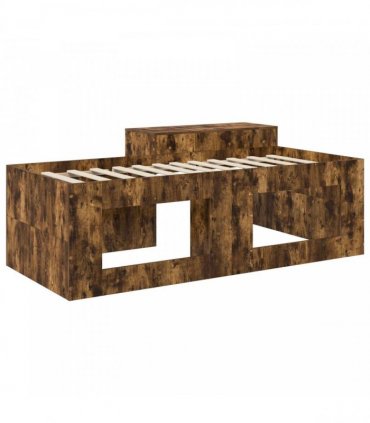 vidaXL Kids'High Bed Frame with Desk Smoked Oak 98.5 x 203 cm