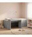 vidaXL Kids'High Bed Frame with Desk Grey Sonoma 98.5 x 203 cm