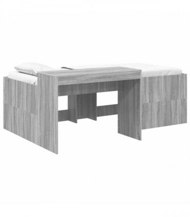vidaXL Kids'High Bed Frame with Desk Grey Sonoma 98.5 x 203 cm
