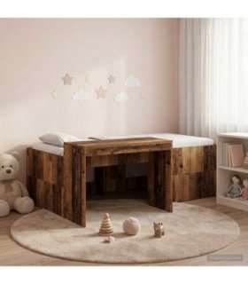 vidaXL Kids'High Bed Frame with Desk Old wood 100 x 200 cm