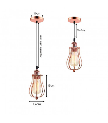 Ceiling Rose Balloon Cage Pendant Lamp Holder Light Fitting Kit Metal + PVC Rose