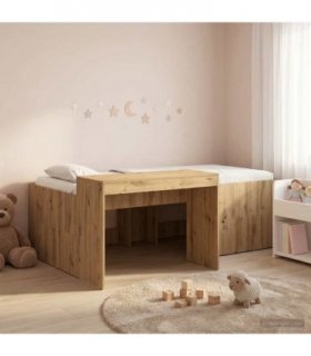 vidaXL Kids'High Bed Frame with Desk Artisan Oak 100 x 200 cm