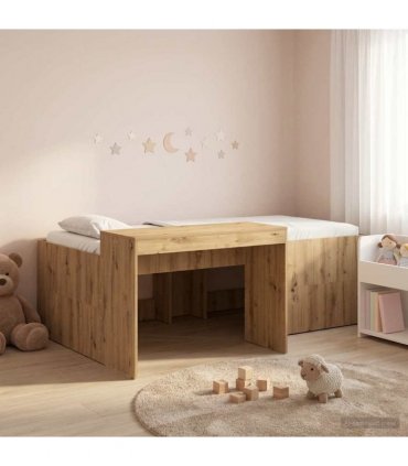vidaXL Kids'High Bed Frame with Desk Artisan Oak 100 x 200 cm