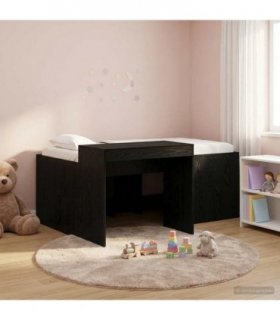 vidaXL Kids'High Bed Frame with Desk Black 80 x 160 cm