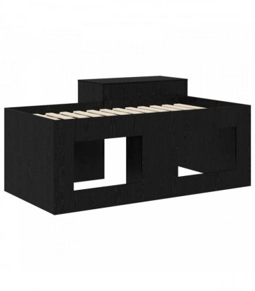 vidaXL Kids'High Bed Frame with Desk Black 80 x 160 cm