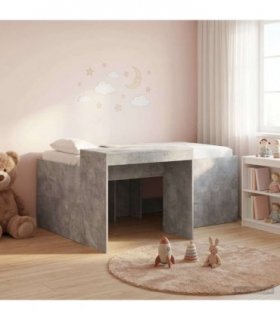 vidaXL Kids'High Bed Frame with Desk Concrete Grey 80 x 160 cm