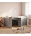 vidaXL Kids'High Bed Frame with Desk Concrete Grey 80 x 160 cm