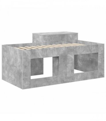 vidaXL Kids'High Bed Frame with Desk Concrete Grey 80 x 160 cm