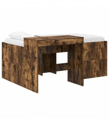 vidaXL Kids'High Bed Frame with Desk Smoked Oak 80 x 160 cm