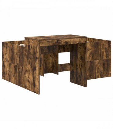 vidaXL Kids'High Bed Frame with Desk Smoked Oak 80 x 160 cm