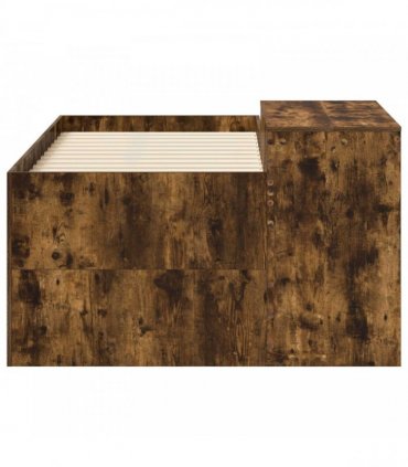 vidaXL Kids'High Bed Frame with Desk Smoked Oak 80 x 160 cm