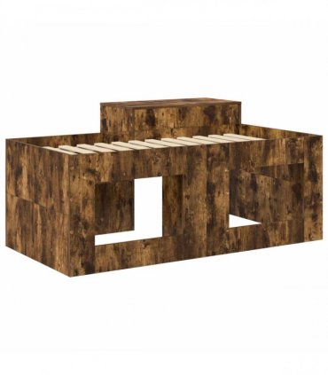 vidaXL Kids'High Bed Frame with Desk Smoked Oak 80 x 160 cm