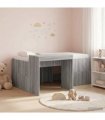 vidaXL Kids'High Bed Frame with Desk Grey Sonoma Engineered Wood