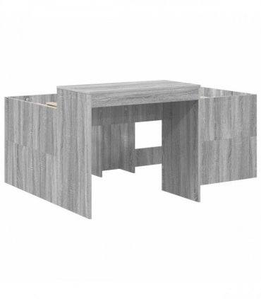 vidaXL Kids'High Bed Frame with Desk Grey Sonoma Engineered Wood