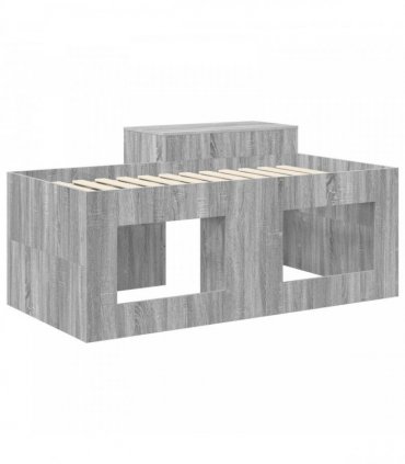 vidaXL Kids'High Bed Frame with Desk Grey Sonoma Engineered Wood