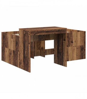 vidaXL Kids'High Bed Frame with Desk Old Wood Engineered Wood