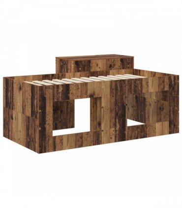 vidaXL Kids'High Bed Frame with Desk Old Wood Engineered Wood