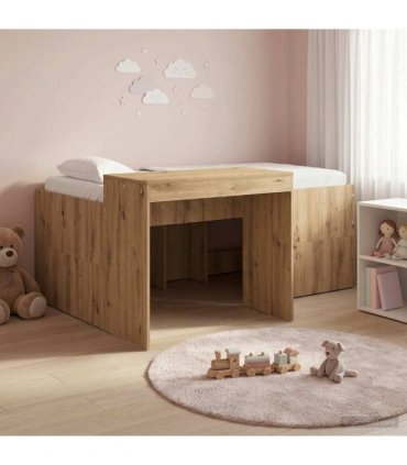 vidaXL Kids'High Bed Frame with Desk Artisan Oak Engineered Wood