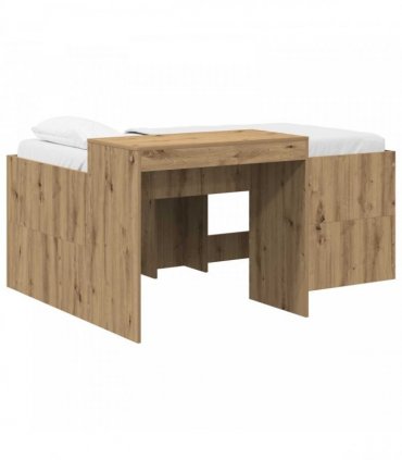 vidaXL Kids'High Bed Frame with Desk Artisan Oak Engineered Wood