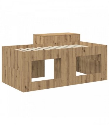 vidaXL Kids'High Bed Frame with Desk Artisan Oak Engineered Wood