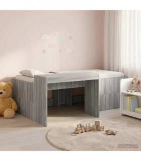 vidaXL Kids'High Bed Frame with Desk Grey Sonoma Engineered Wood