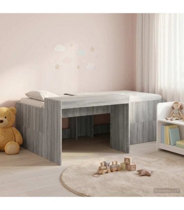 vidaXL Kids'High Bed Frame with Desk Grey Sonoma Engineered Wood