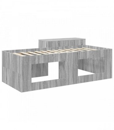 vidaXL Kids'High Bed Frame with Desk Grey Sonoma Engineered Wood