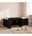 vidaXL Kids'High Bed Frame with Desk Black 75 x 190 cm