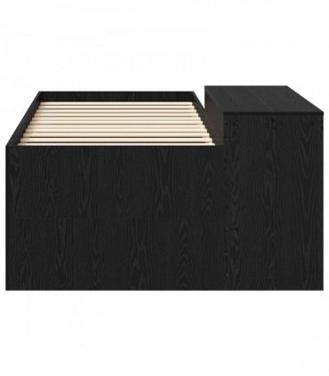 vidaXL Kids'High Bed Frame with Desk Black 75 x 190 cm