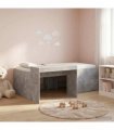 vidaXL Kids'High Bed Frame with Desk Concrete Grey 75 x 190 cm