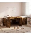 vidaXL Kids'High Bed Frame with Desk Smoked Oak 75 x 190 cm
