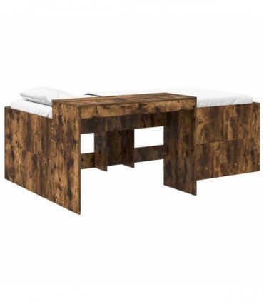 vidaXL Kids'High Bed Frame with Desk Smoked Oak 75 x 190 cm
