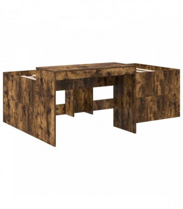 vidaXL Kids'High Bed Frame with Desk Smoked Oak 75 x 190 cm