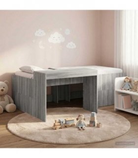 vidaXL Kids'High Bed Frame with Desk Grey Sonoma 75 x 190 cm