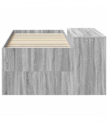 vidaXL Kids'High Bed Frame with Desk Grey Sonoma 75 x 190 cm