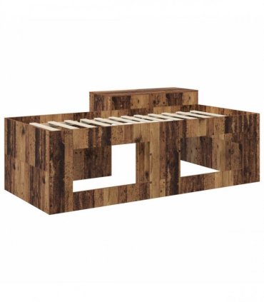 vidaXL Kids'High Bed Frame with Desk Old wood 75 x 190 cm