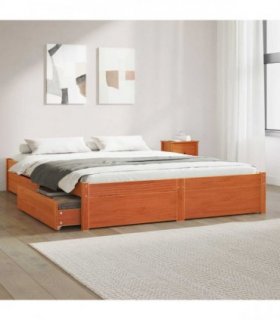 vidaXL Bed Frame Wax Brown 120 x 200 cm Solid Pine Wood