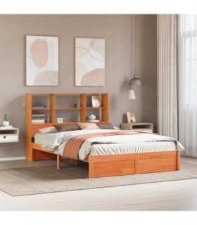 vidaXL Bed Frame with Storage Headboard Wax Brown 150 x 200 cm