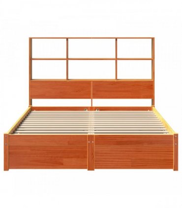 vidaXL Bed Frame with Storage Headboard Wax Brown 150 x 200 cm