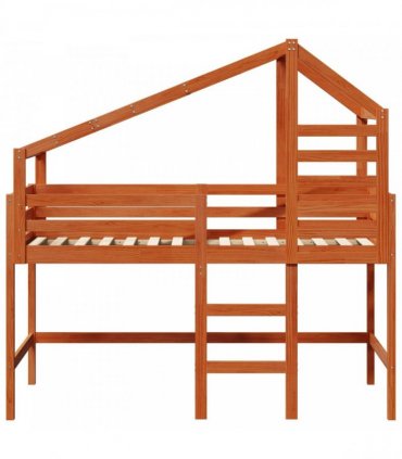 vidaXL Loft Bed Frame Wax Brown 90 x 190 cm Solid Pine Wood