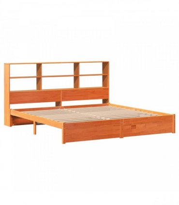 vidaXL Bed Frame with Storage Headboard Wax Brown 200 x 200 cm