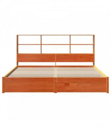 vidaXL Bed Frame with Storage Headboard Wax Brown 200 x 200 cm