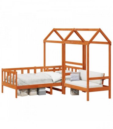 vidaXL Day Bed Set Wax Brown 90 x 200 cm Solid Pine Wood