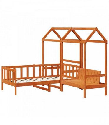 vidaXL Day Bed Set Wax Brown 90 x 200 cm Solid Pine Wood