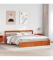 vidaXL Bed Frame with Shelf Wax Brown 180 x 200 cm Solid Pine Wood