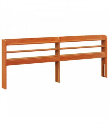 vidaXL Bed Frame with Shelf Wax Brown 180 x 200 cm Solid Pine Wood