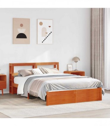 vidaXL Bed Frame Wax Brown 120 x 200 cm Solid Pine Wood