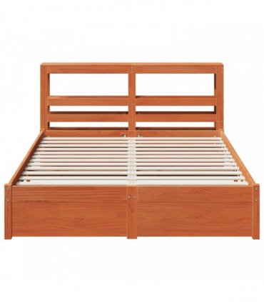 vidaXL Bed Frame Wax Brown 120 x 200 cm Solid Pine Wood