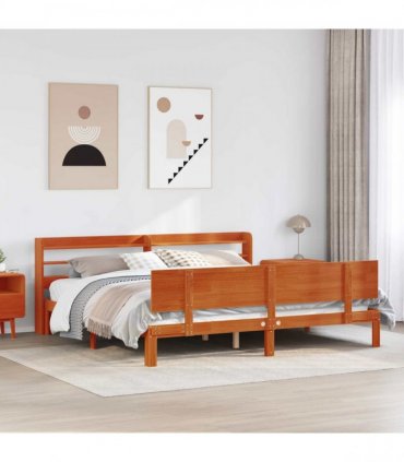 vidaXL Bed Frame 2 pcs Wax Brown 180 x 200 cm Solid Pine Wood