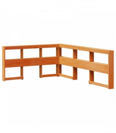 vidaXL Bookcase Bed Plain 2 pcs Wax Brown 200 x 150 cm Solid Pine Wood